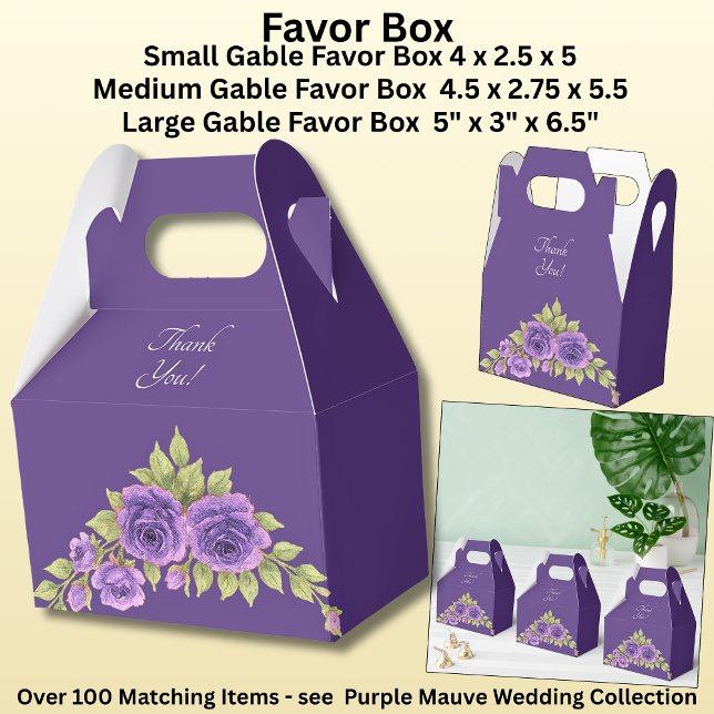 Caja Para Regalos Thank You, Purple Mauve Flowers & White Wedding  (Subido por el creador)