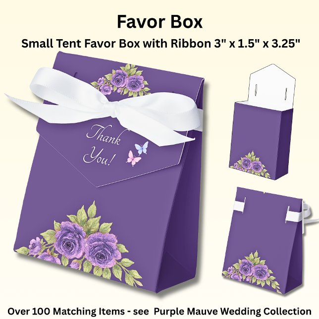 Caja Para Regalos Thank You, Purple Mauve Flowers & White Wedding  (Subido por el creador)