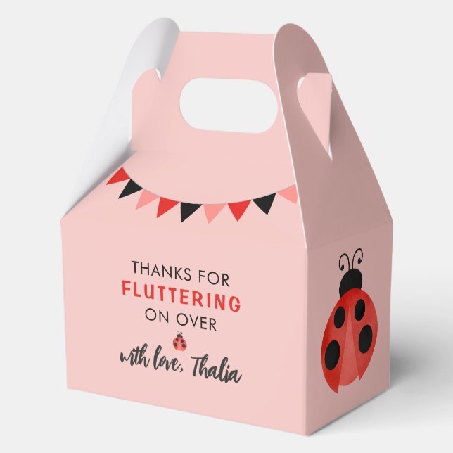 Caja Para Regalos Thanks For Fluttering on Over Pink Ladybug (Anverso)
