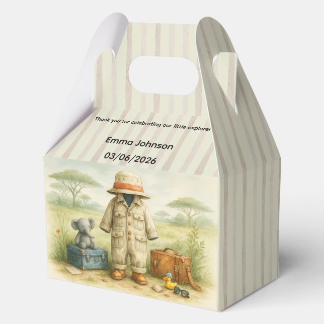 Caja Para Regalos The Little Explorer | Safari Adventure Baby Shower (Reverso )