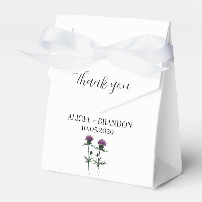 Caja Para Regalos Thistle Purple Scottish Floral Modern Boda (Front Side)