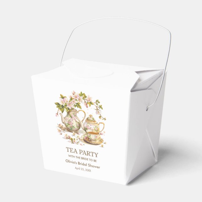 Caja Para Regalos Tiempo de Fiesta de té floral para ducha de novia  (Front Side)