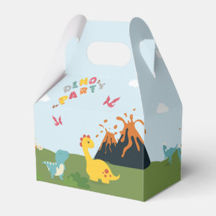 Caja Para Regalos Tierras/dinos de dinosaurios con cumpleaños volcán