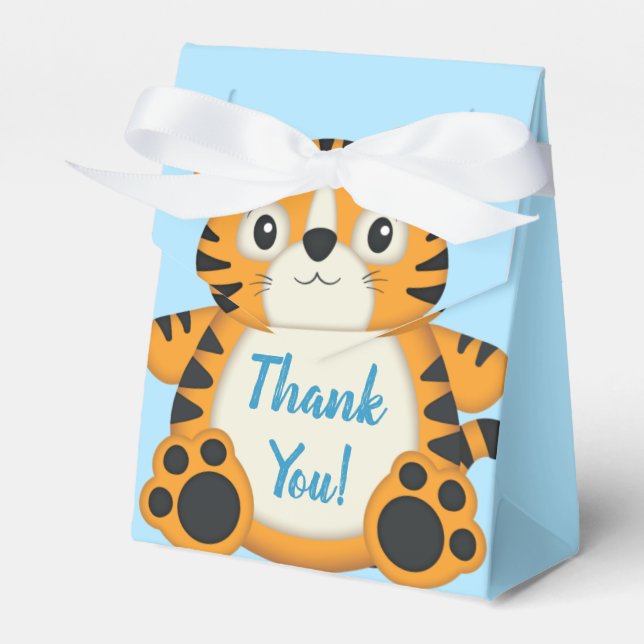 Caja Para Regalos Tiger Baby Shower Blue (Front Side)