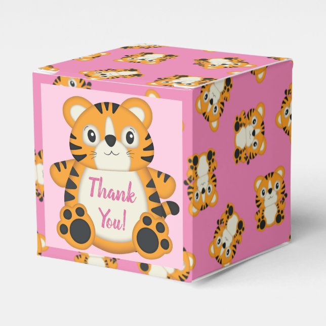 Caja Para Regalos Tiger Baby Shower Pink (Costado Anverso)