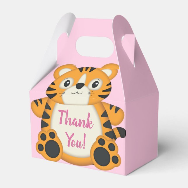 Caja Para Regalos Tiger Baby Shower Pink (Front Side)