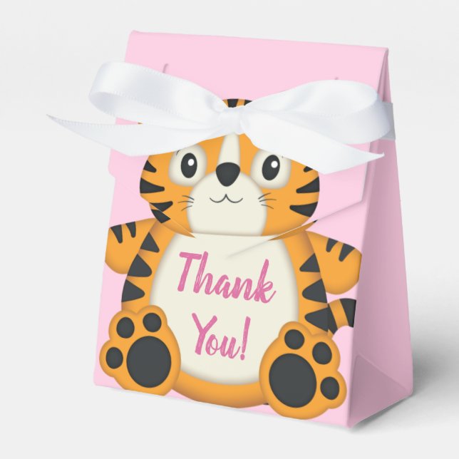 Caja Para Regalos Tiger Baby Shower Pink (Front Side)