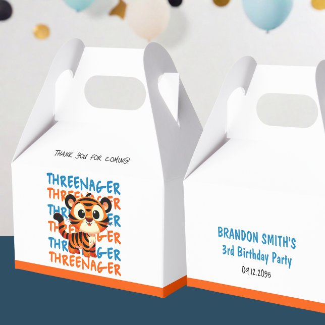 Caja Para Regalos Tiger Threenager Boy 3 cumpleaños Fiesta Gracias (Tiger Threenager Boy 3rd Birthday Party Thank You Favor Boxes
)