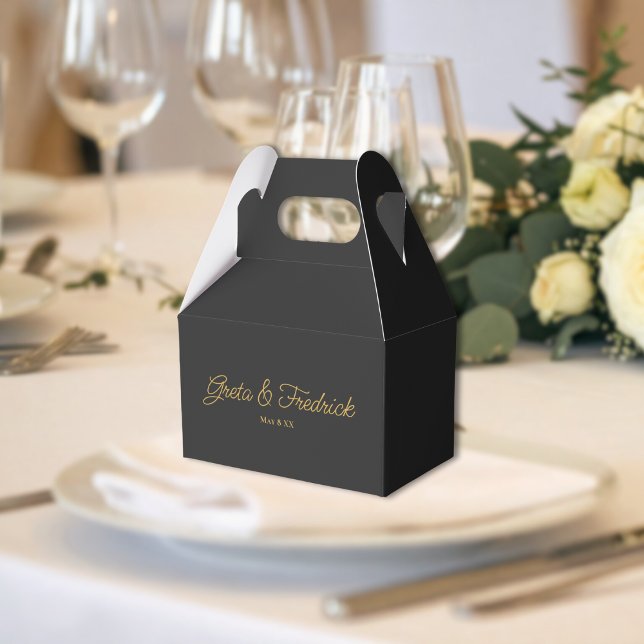 Caja Para Regalos Timeless Charcoal Black and Gold Wedding (Subido por el creador)