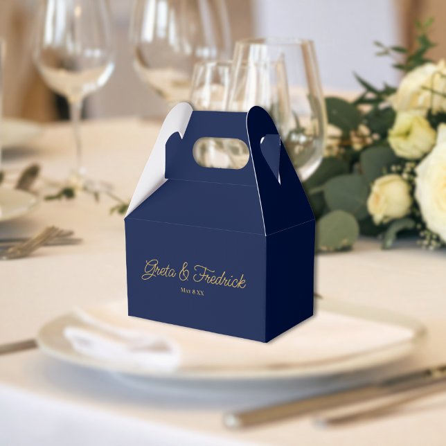 Caja Para Regalos Timeless Navy Blue and Gold Wedding (Subido por el creador)
