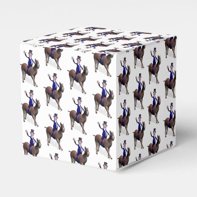 Caja Para Regalos Tío Sam Montando En Burro (Costado Anverso)