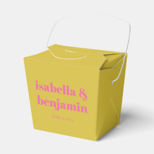 Caja Para Regalos Tipografía Negrita Moderna Rosa Amarillo Boda