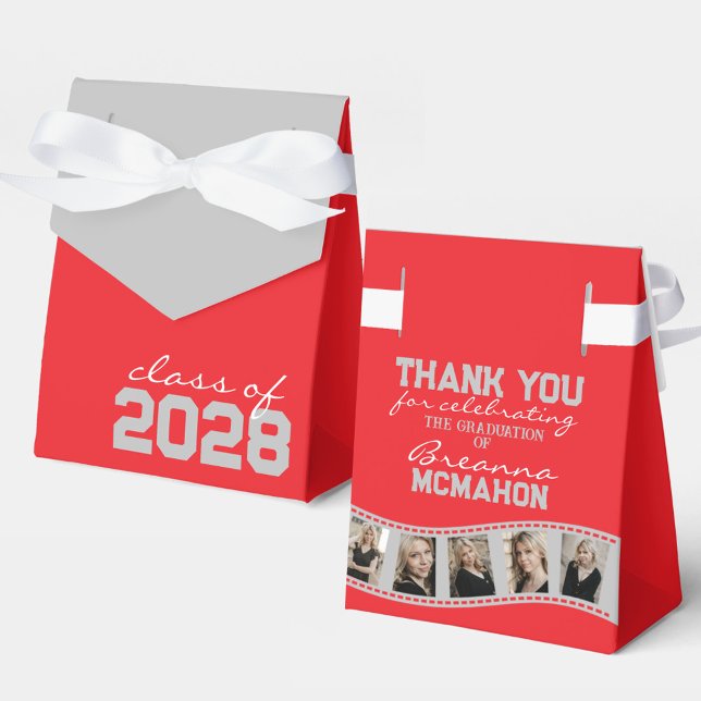 Caja Para Regalos Tira de Collage de fotos gris rojo y plateado (Subido por el creador)