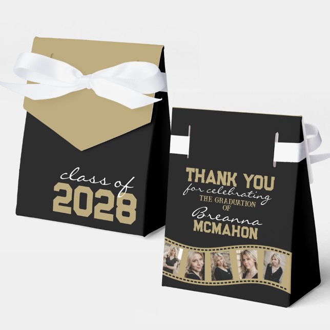 Caja Para Regalos Tira de película de Collage de fotos de oro negro  (Subido por el creador)