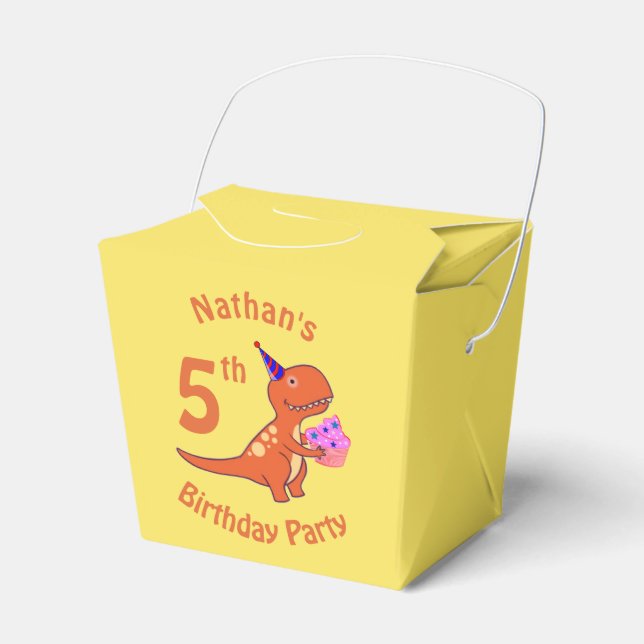 Caja Para Regalos Tirannosauro Dinosaurio Personalizado Cumpleaños (Front Side)