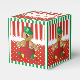 Caja Para Regalos Tiras de canto rojo y blanco y Santa Claus