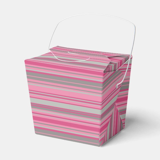 Caja Para Regalos Tiras de gris rosado (Front Side)