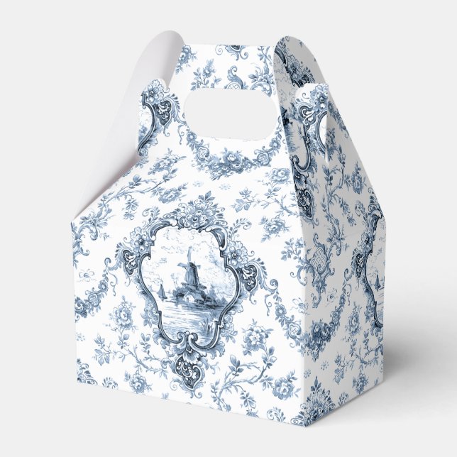 Caja Para Regalos Toalla floral grabada con molino de viento y botes (Front Side)