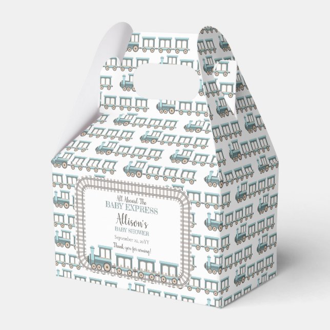 Caja Para Regalos Todo a bordo del Baby Express Train Boy Baby Showe (Front Side)