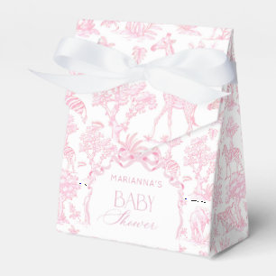 Caja Para Regalos Toile de Jouy animales Safari lazo rosa elegante 