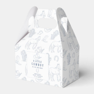 Caja Para Regalos Toile de Jouy Azul Vaquero Baby Shower Western