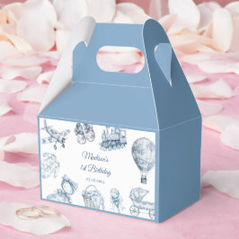 Caja Para Regalos Toile De Jouy Blue Birthday Party