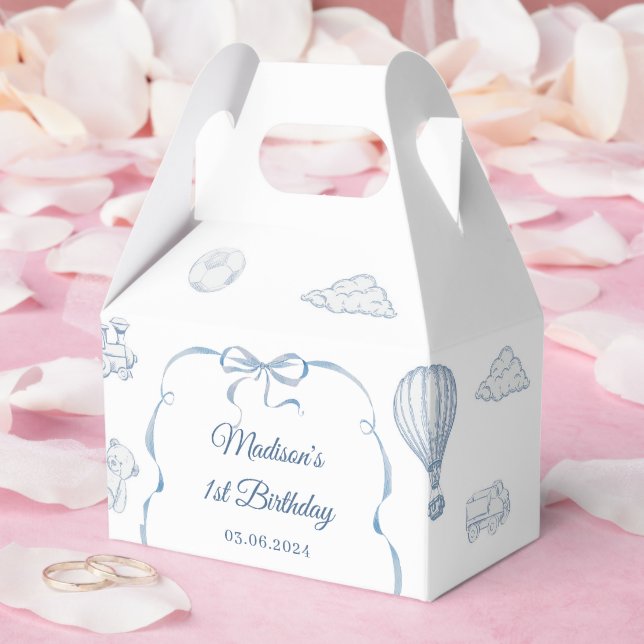 Caja Para Regalos Toile De Jouy Blue Bow Birthday Party (Boda)