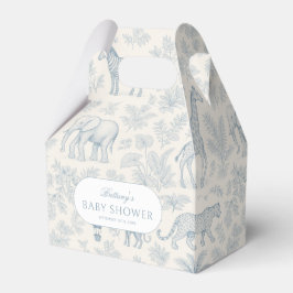 Caja Para Regalos Toile De Jouy Safari Animales Blue Boy Baby Shower