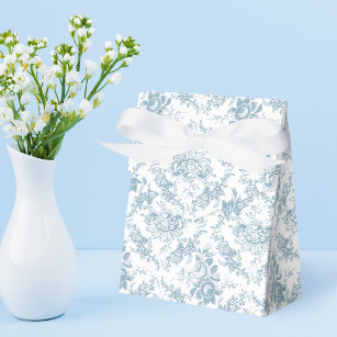 Caja Para Regalos Toile floral azul grabado