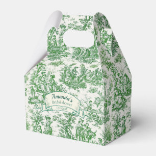 Caja Para Regalos Toile jouy floral verde vintage para ducha de novi