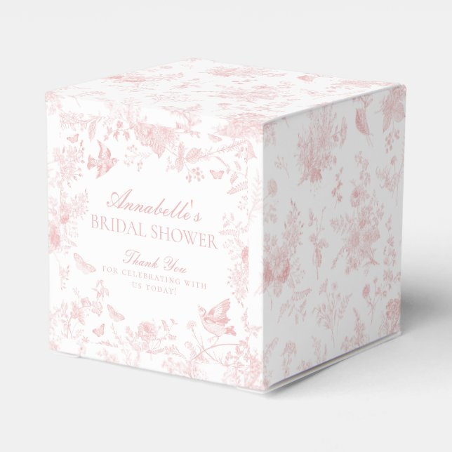 Caja Para Regalos Toile Rosa De Jouy Floral Bridal Ducha Favor Box (Reverso Costado)