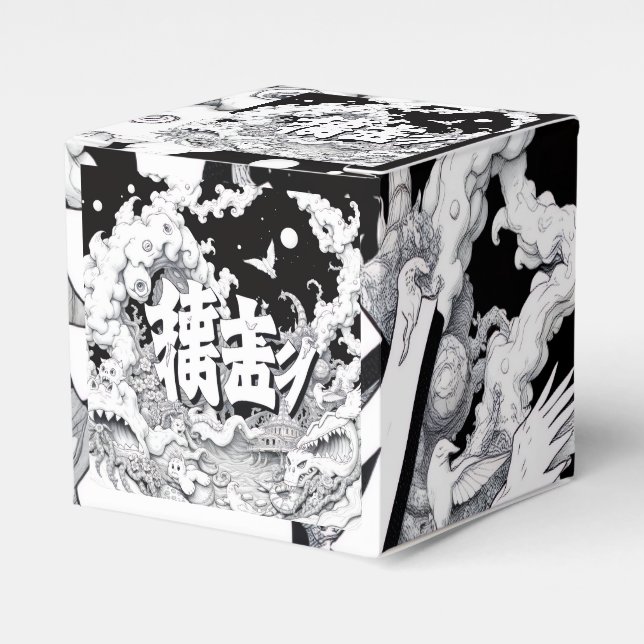 Caja Para Regalos Tokio Blanco y Negro (Costado Anverso)