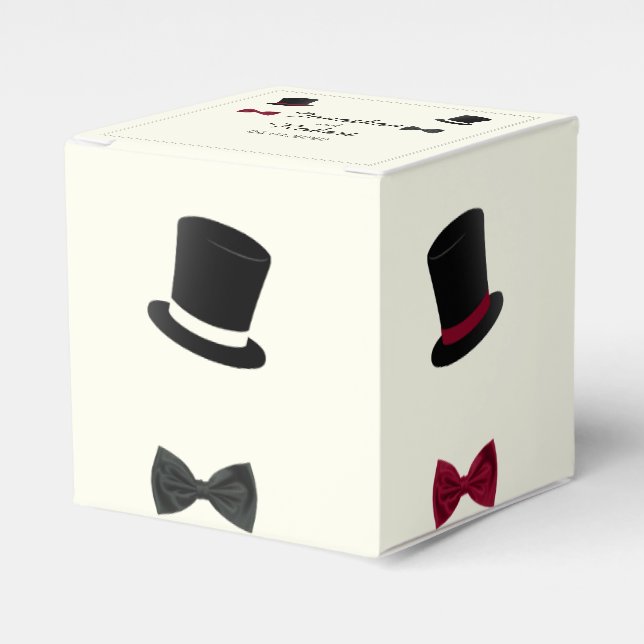 Caja Para Regalos Top Hats and Bow Ties Gay Wedding Favor Box (Costado Anverso)