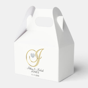 Caja Para Regalos Topografía personalizada Monograma dorado 'J'