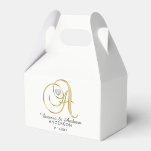 Caja Para Regalos Topografía personalizada Monograma Gold Letra 'A'