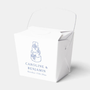 Caja Para Regalos Torta de boda minimalista Doodle azul francés pers
