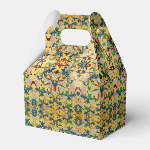 Caja Para Regalos Torta de patrón botánico floral amarillo retro vin