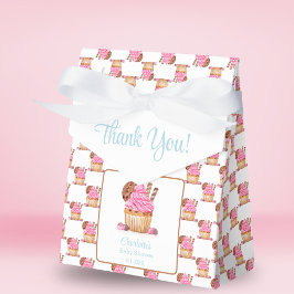 Caja Para Regalos Torta rosa color agua con Baby Shower chocolate