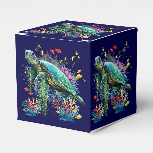 Caja Para Regalos Tortuga marina bajo el agua Estilo (Costado Anverso)