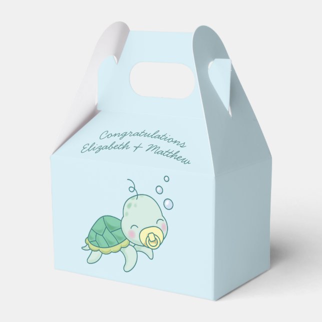 Caja Para Regalos Tortuga marina cute Baby Shower Kawaii (Front Side)