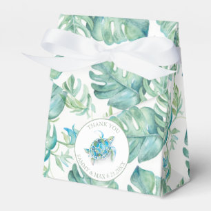 Caja Para Regalos Tortuga tropical de mar de Baby Shower Monstera Le