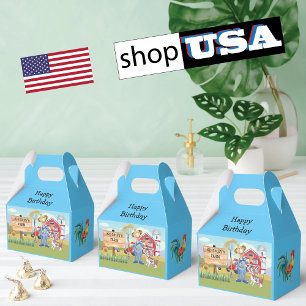 Caja Para Regalos Tractor azul de granja MacDonald's personalizado
