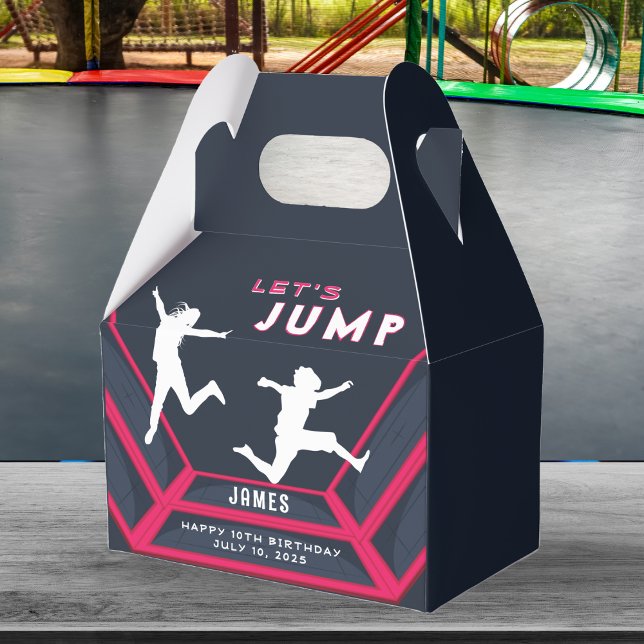 Caja Para Regalos Trampoline Park Let's Jump Red Birthday Party (Trampoline Park Let's Jump Birthday Party Favor Boxes)