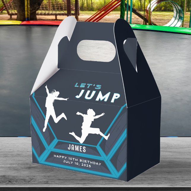 Caja Para Regalos Trampoline Park Vamos a saltar la fiesta de cumple (Trampoline Park Let's Jump Birthday Party Favor Boxes)
