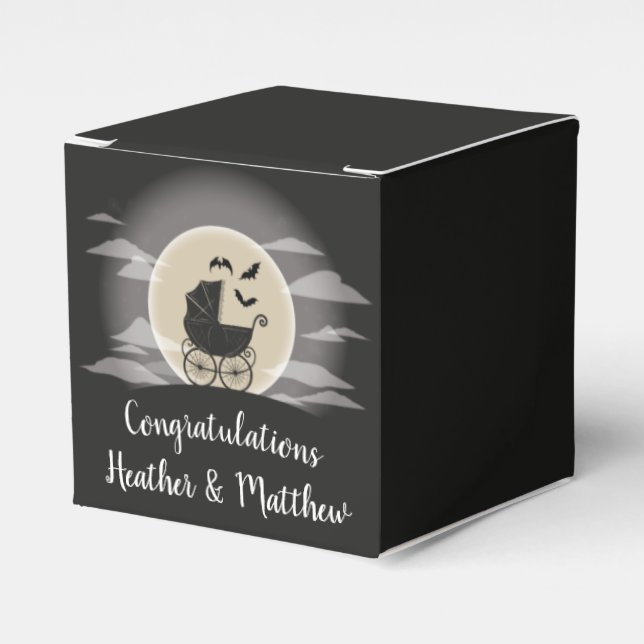 Caja Para Regalos Transporte gótico Baby Shower Halloween (Costado Anverso)