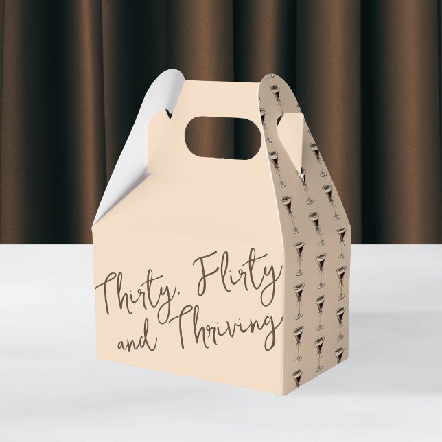 Caja Para Regalos Treinta caravana y cóctel vibrante 30 cumpleaños (Thirty Flirty and Thriving Cocktail 30th Birthday Favor Boxes)