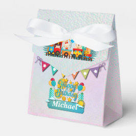 Caja Para Regalos Tren Feliz Cumpleaños Con Deseos De Animales Cutos