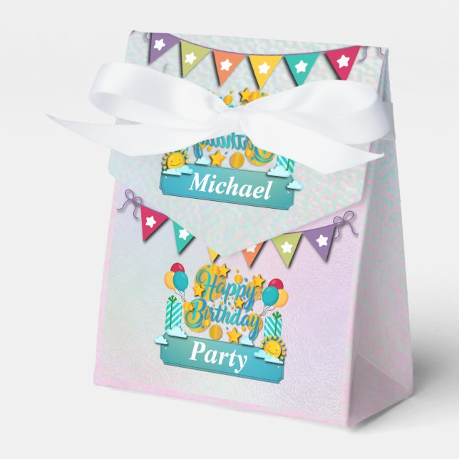 Caja Para Regalos Tren Feliz Cumpleaños Con Deseos De Animales Cutos (Front Side)