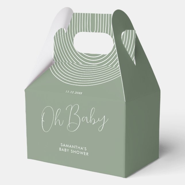 Caja Para Regalos Trend Sage Green Baby Shower Script (Anverso)