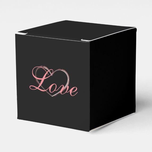 Caja Para Regalos Trendy Heart Grey Calligraphy Love Boda (Costado Anverso)